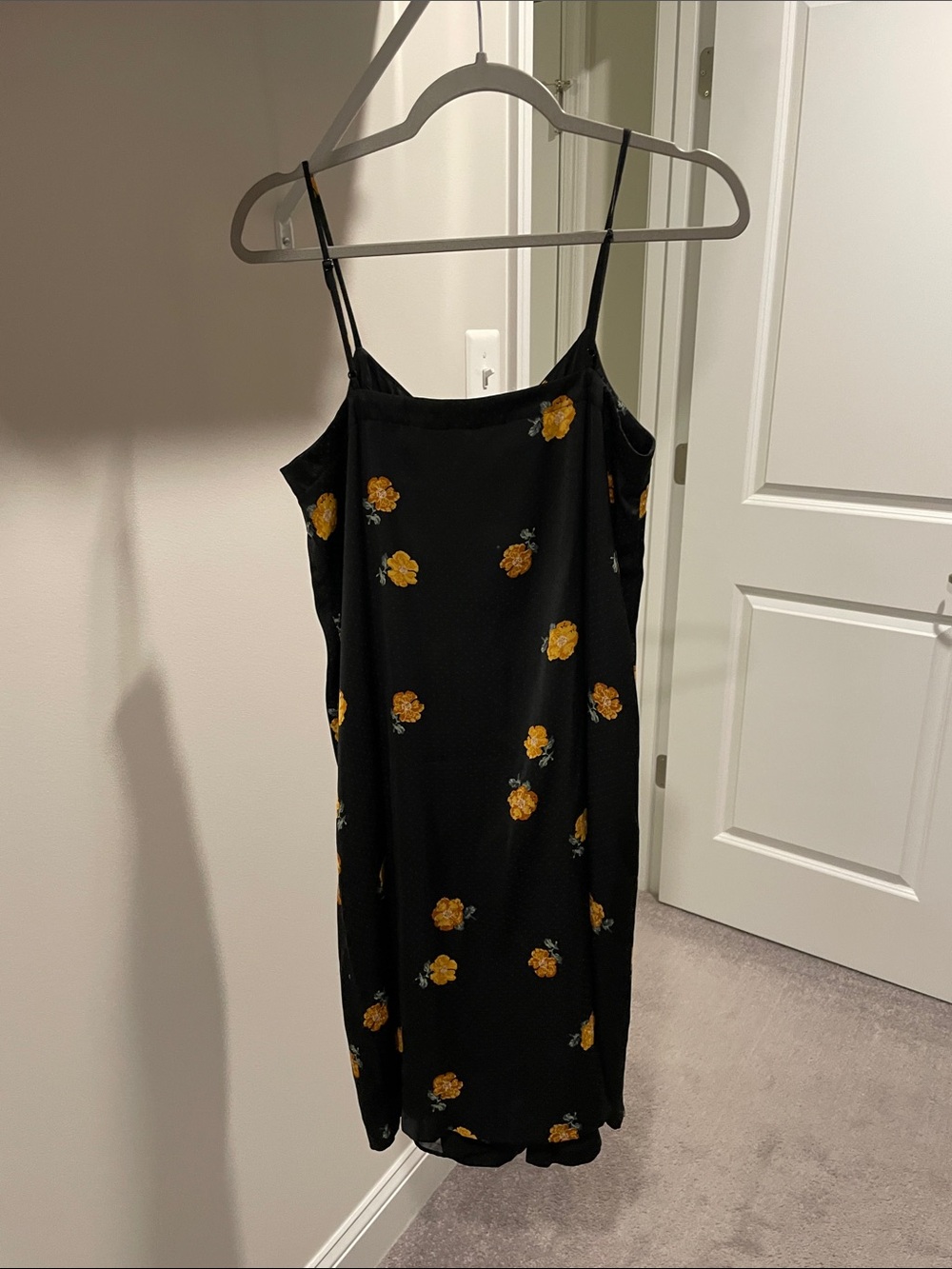 Madewell Black Slip Dress with Yellow Floral Embroidery - Picture 4 of 8